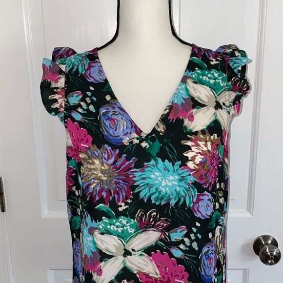 J.Crew floral print flutter sleeve blouse size 4 - Picture 3 of 10